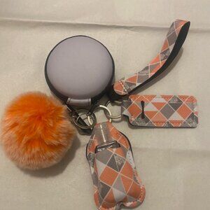 POMPOM Squares (Orange with white tip)KEYCHAIN SET